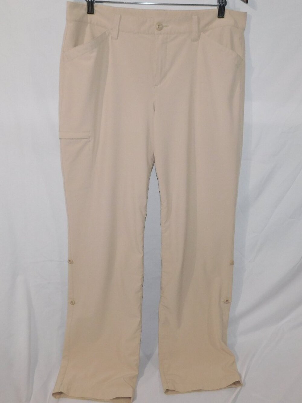 Eddie Bauer Adventurer Roll-Up Cargo Hiking Travel Pants Quick Dry Tan Womens 14